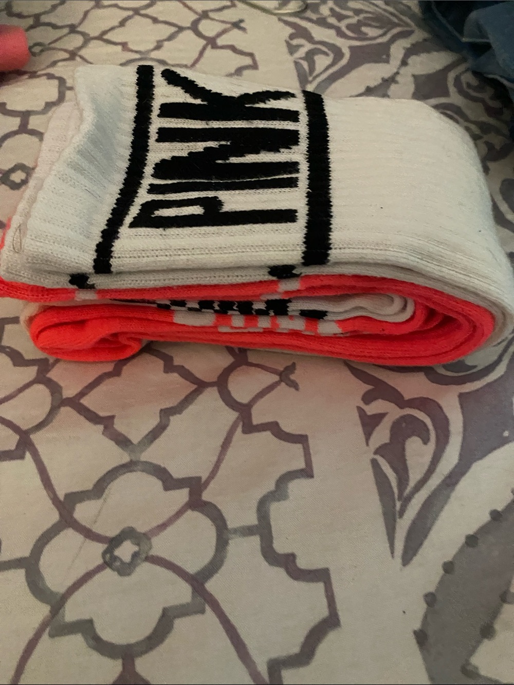 Pink Knee Socks with Black Logo